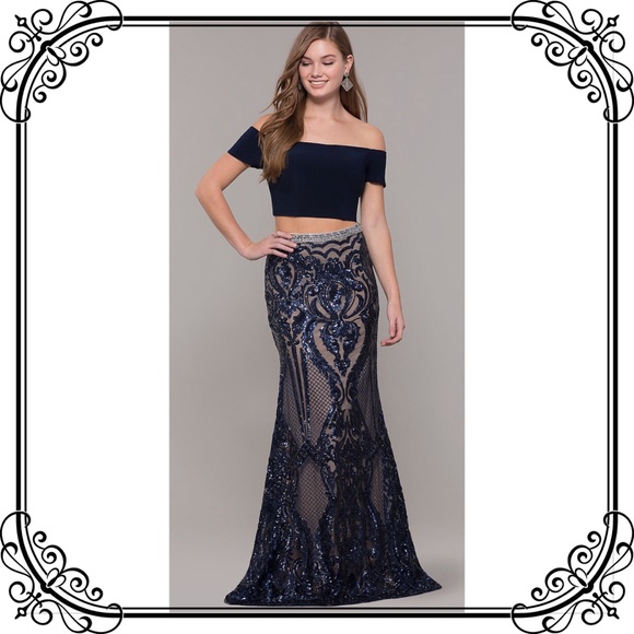 Juliet Dresses & Skirts - 🆕NWT Intricate Two Piece Navy Formal Prom Dress
